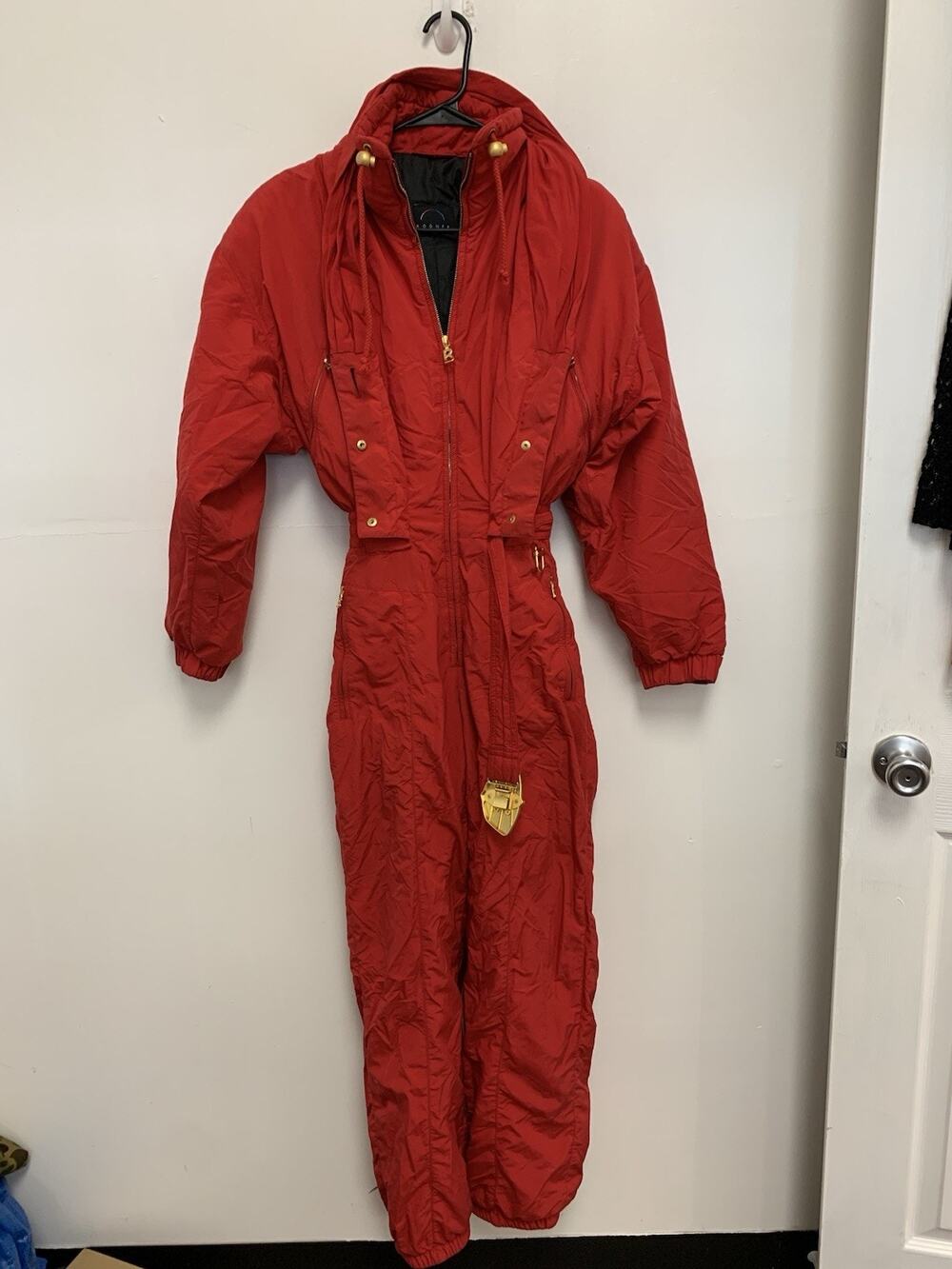 Vintage Womens Bogner Ski Suit One Piece Belted US 8 Red
